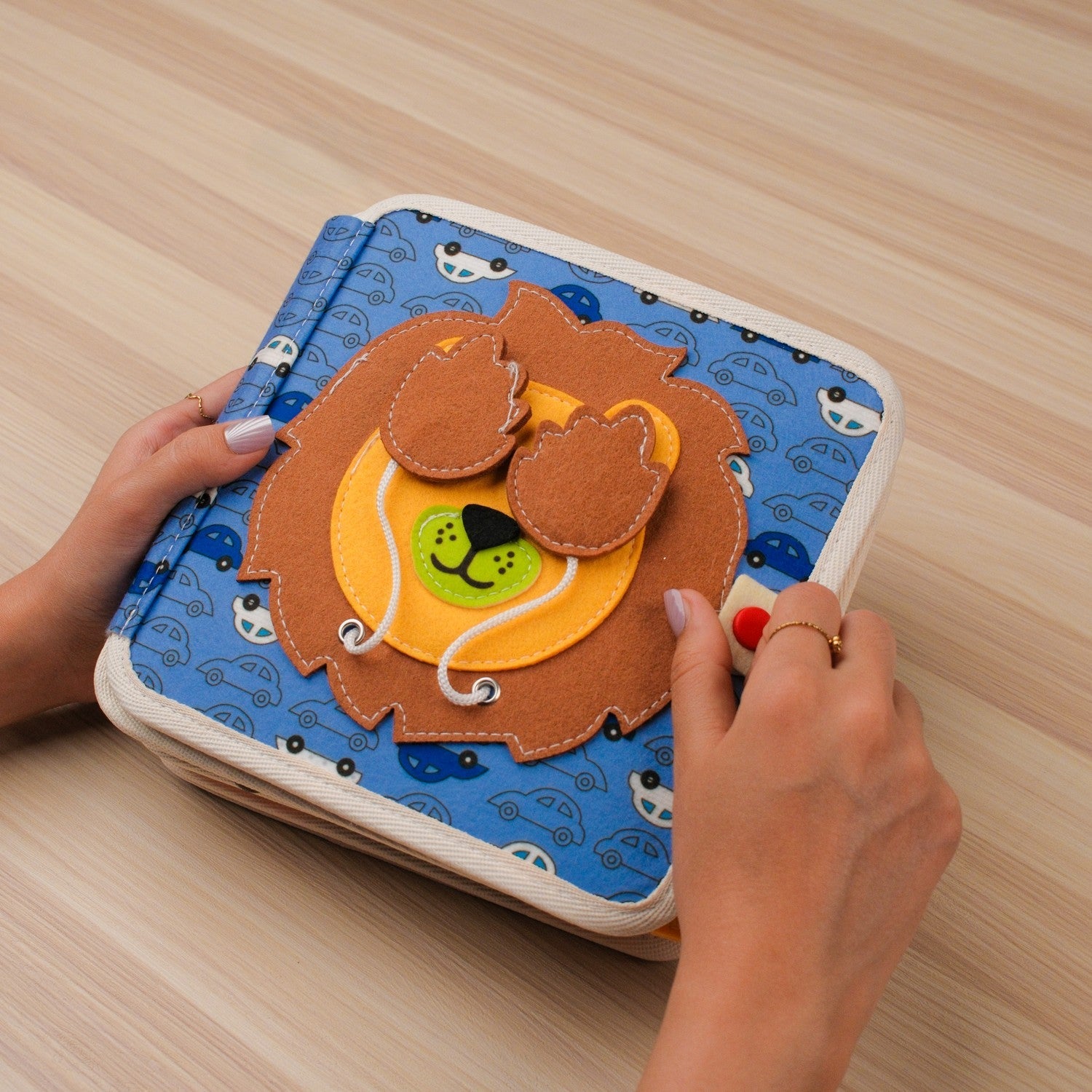 Lion Adventure Quiet Book — Counting Beads, Feed-the-Fish & Safari Animals