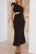 Green One-Shoulder Maxi Party Dress