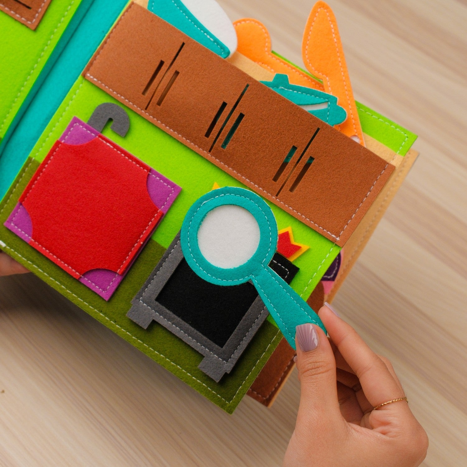 Blue House Quiet Book for Boys — Dress-Up, Robot Toolbox & Dinosaur Eggs