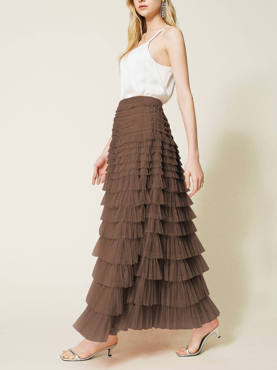 High waisted mesh cake skirt