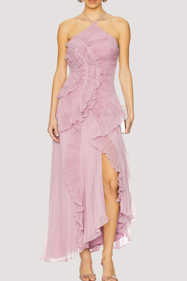 Ruffled halterneck dress