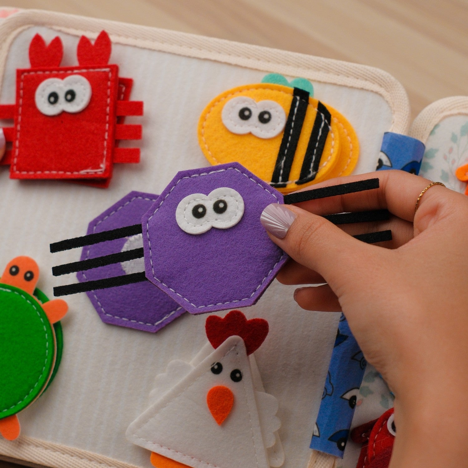 Lion Adventure Quiet Book — Counting Beads, Feed-the-Fish & Safari Animals