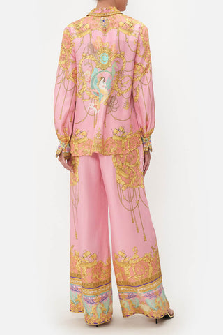 Mermaid Motel Unique Print Long Sleeve Loose Shirt and Elastic Waist Pants Set