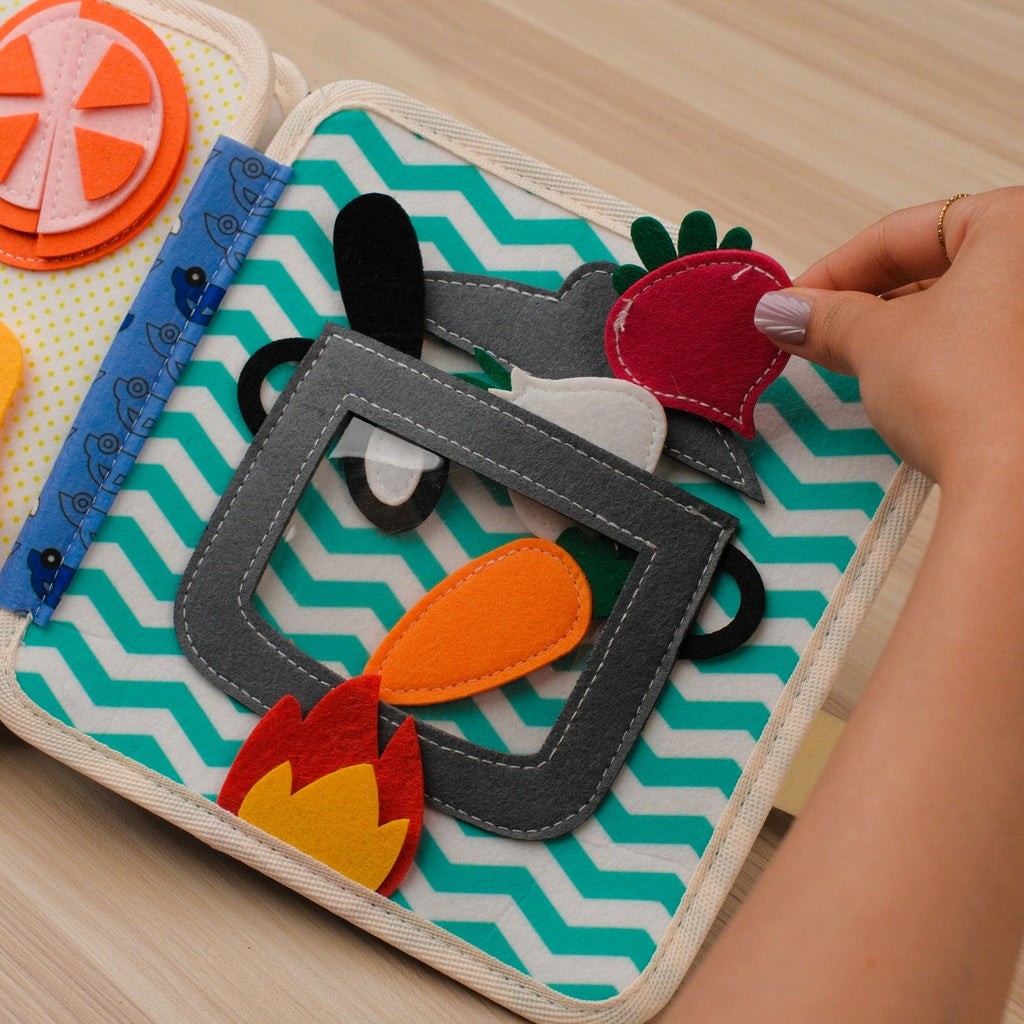 Lion Adventure Quiet Book — Counting Beads, Feed-the-Fish & Safari Animals
