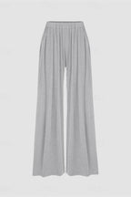 Elastic waistband pants with wide legs
