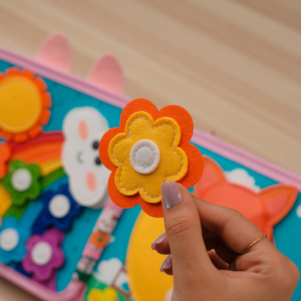 Pink Rabbit Quiet Book — Squeaky Fox, Sensory Animals & Four Seasons