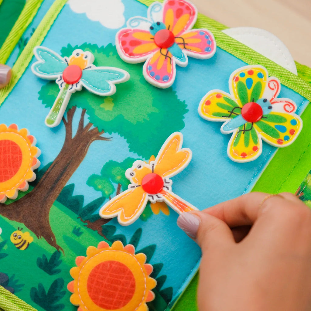 Forest Adventure Quiet Book — Magnetic Fishing, Butterfly Net & Hollow Log Hide & Seek