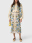 Garden Floral Print Lantern Sleeve Scalloped Edge Crop Top Midi Skirt Casual Co Ord Set