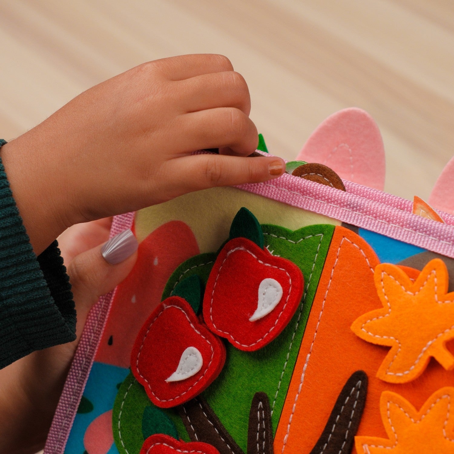 Pink Rabbit Quiet Book — Squeaky Fox, Sensory Animals & Four Seasons