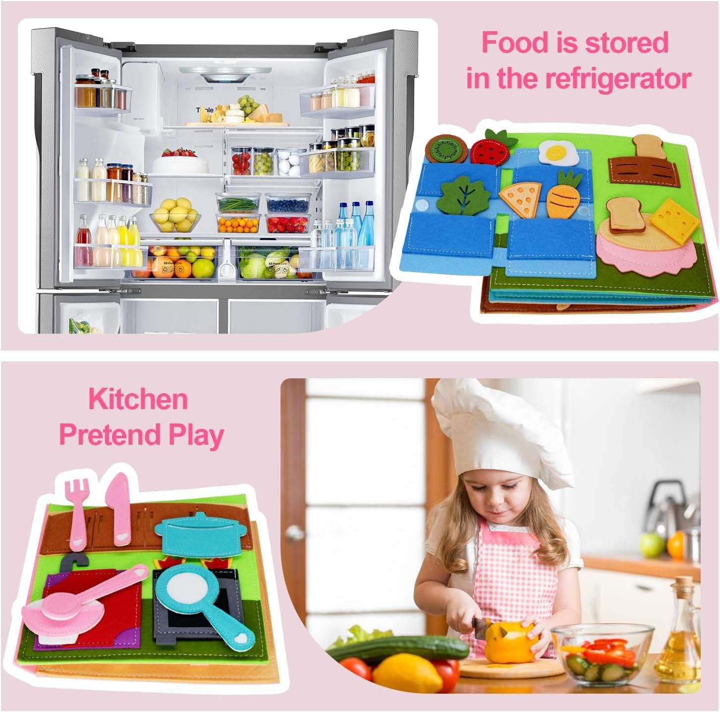 Pink Princess House Quiet Book for Girls — Dress-Up, Braid & Makeup Bag