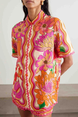 Exquisite Abstract Hibiscus Tropical Floral Print Two-piece Set