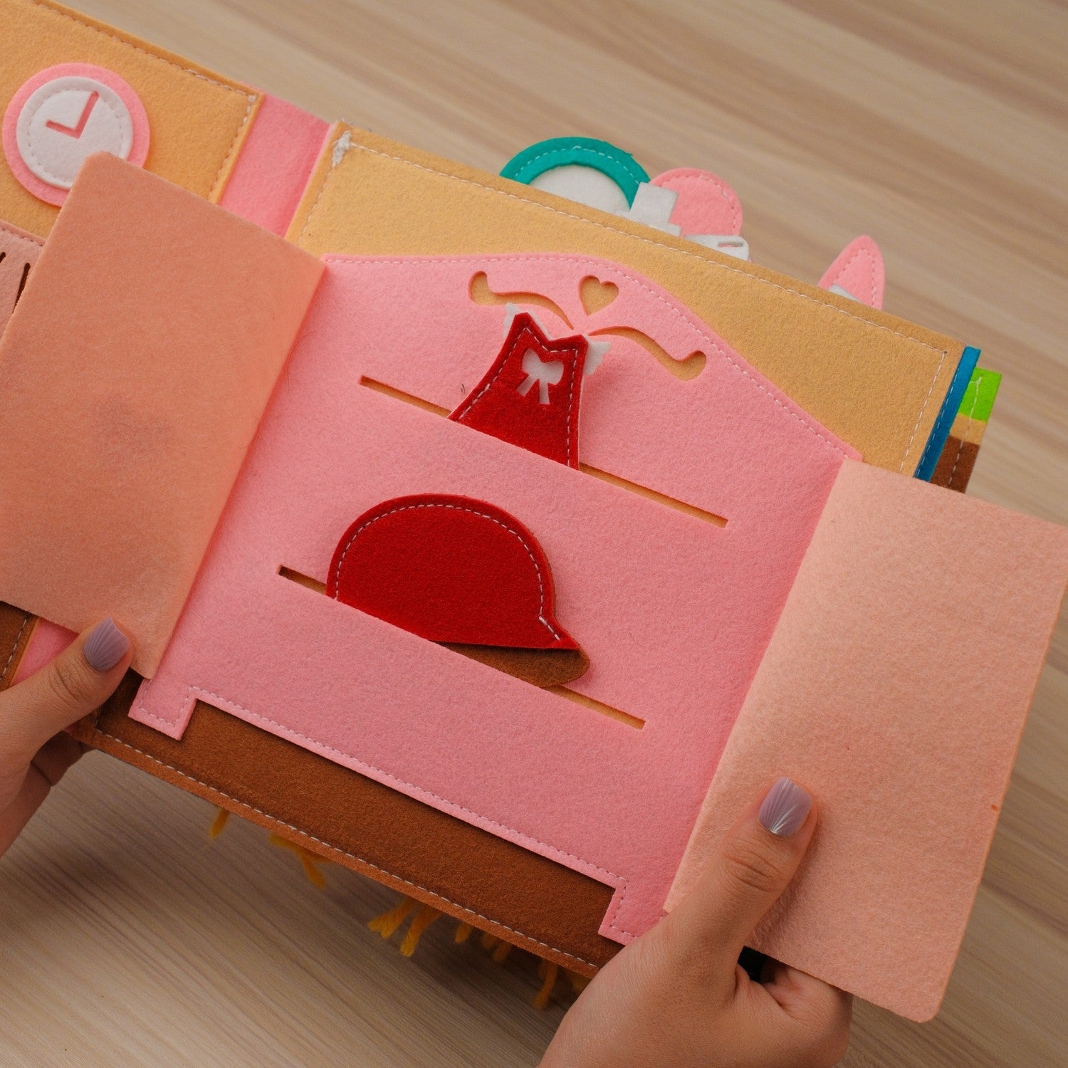 Pink Princess House Quiet Book for Girls — Dress-Up, Braid & Makeup Bag