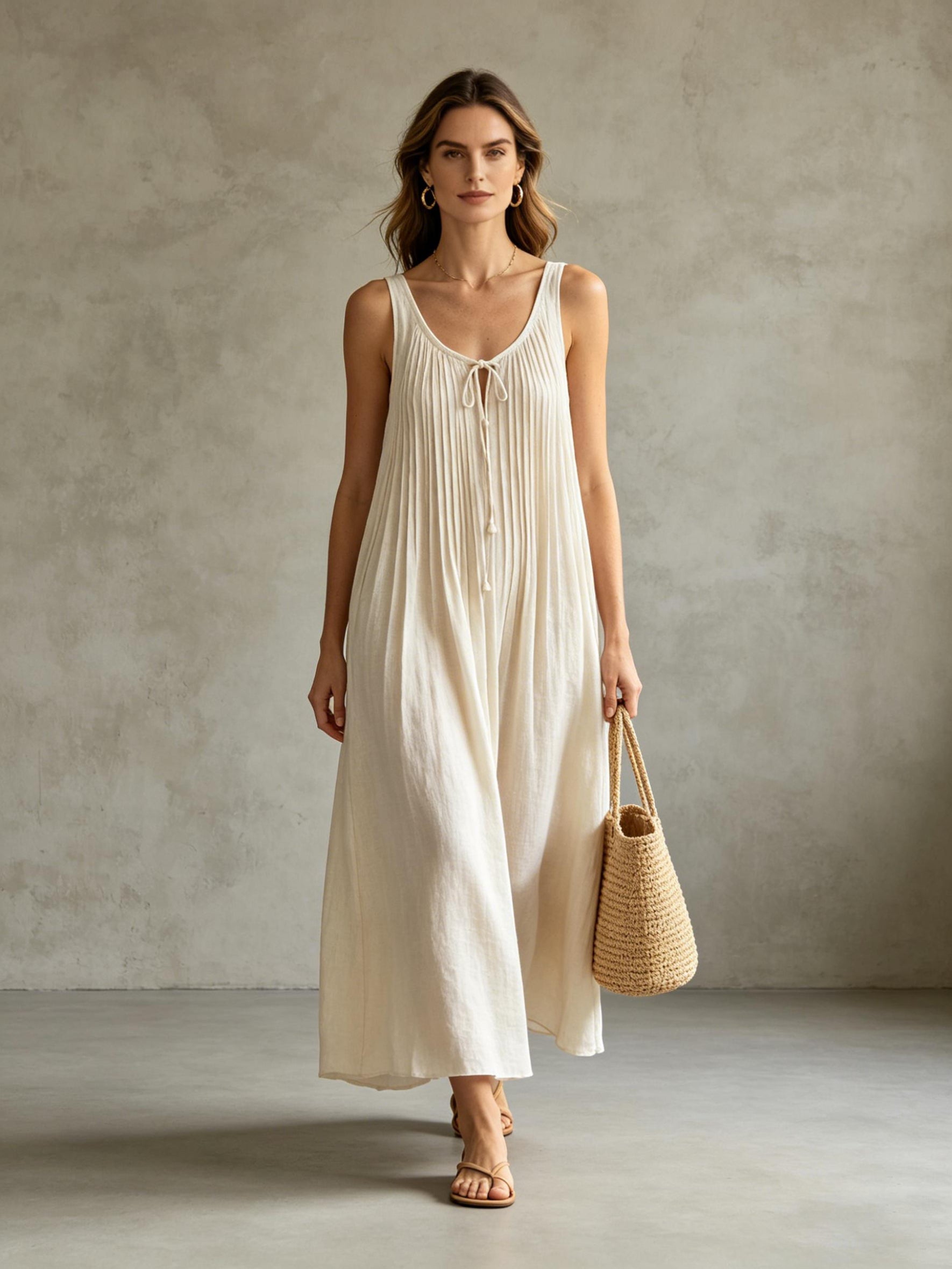 Breathable Linen Sleeveless Dress for Summer & Vacation Secondary image