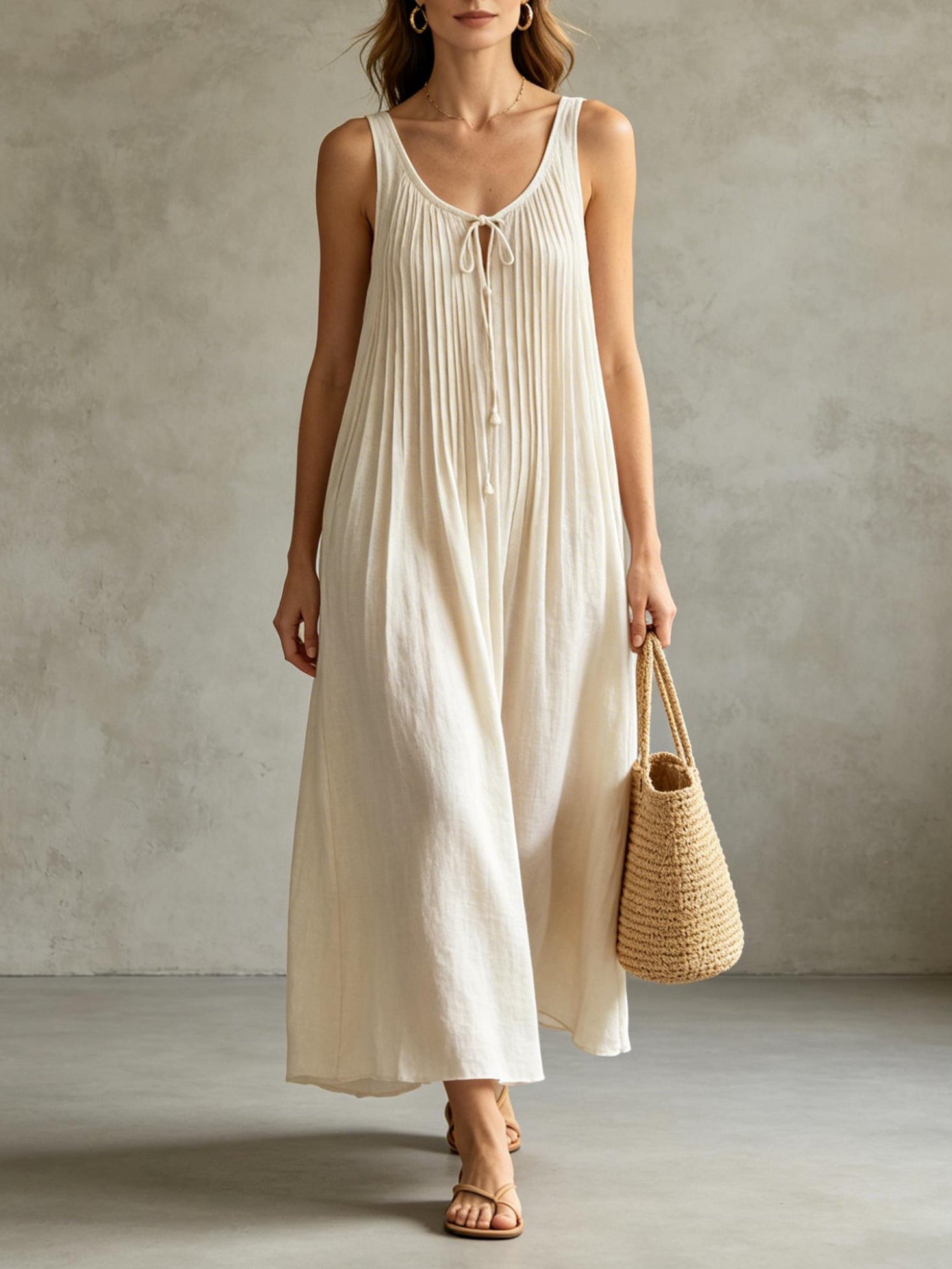 Breathable Linen Sleeveless Dress for Summer & Vacation Main image