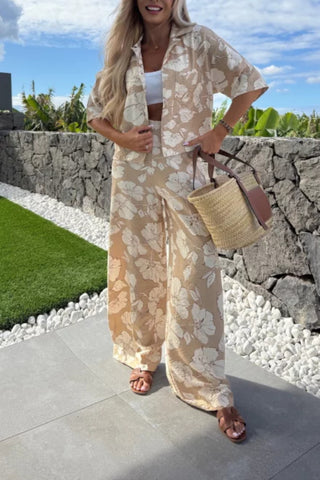 Lapel Printed Loose Casual Suit