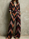 Chevron Zigzag Stripe Bohemian Two Piece Pants Set