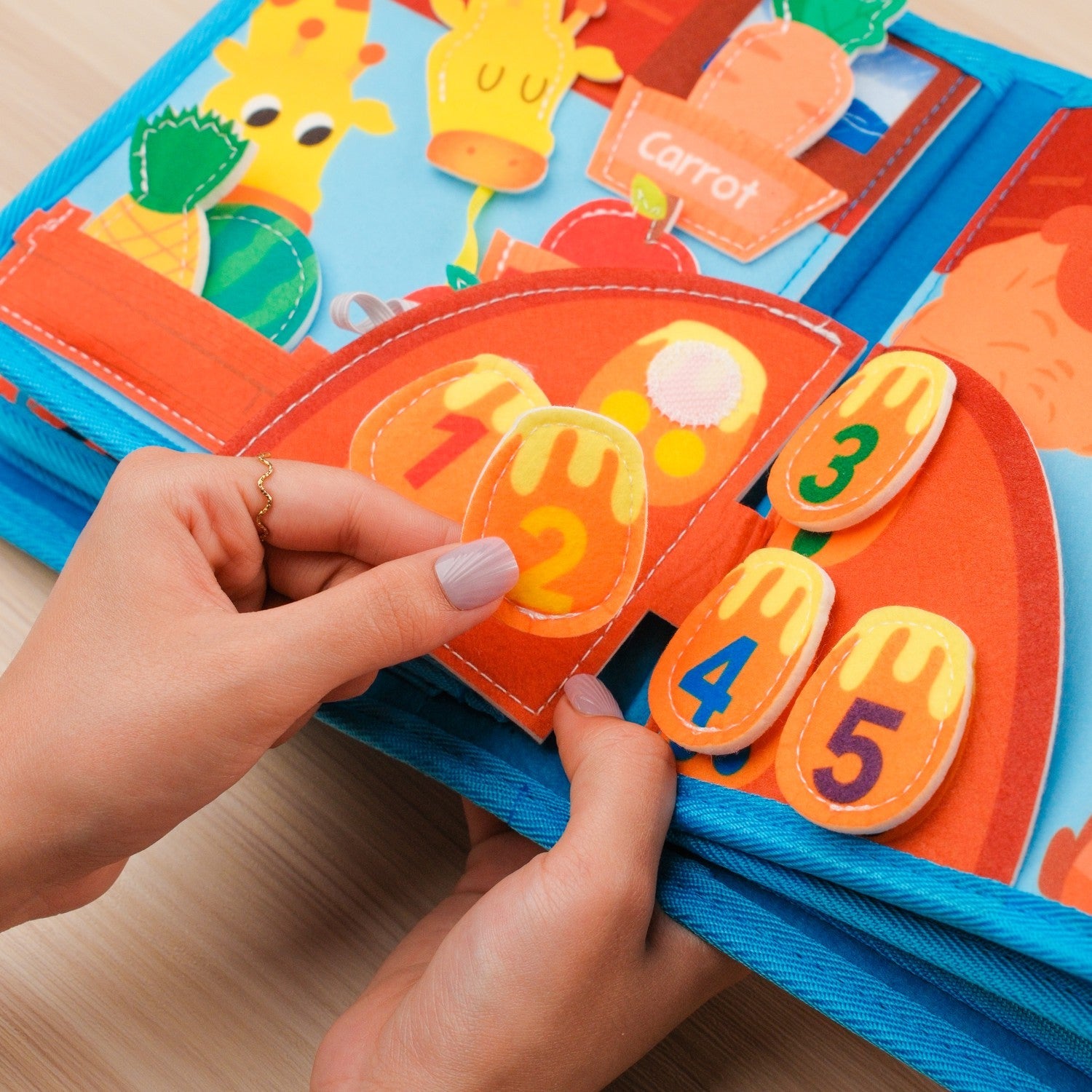 Noah's Ark Quiet Book — Whale with Baby, Threading Lion's Mane & Rainbow Colours