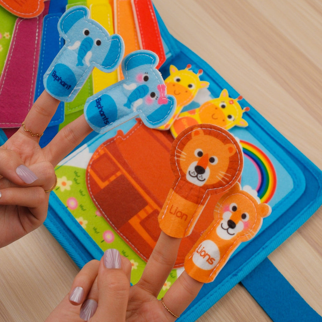 Noah's Ark Quiet Book — Whale with Baby, Threading Lion's Mane & Rainbow Colours