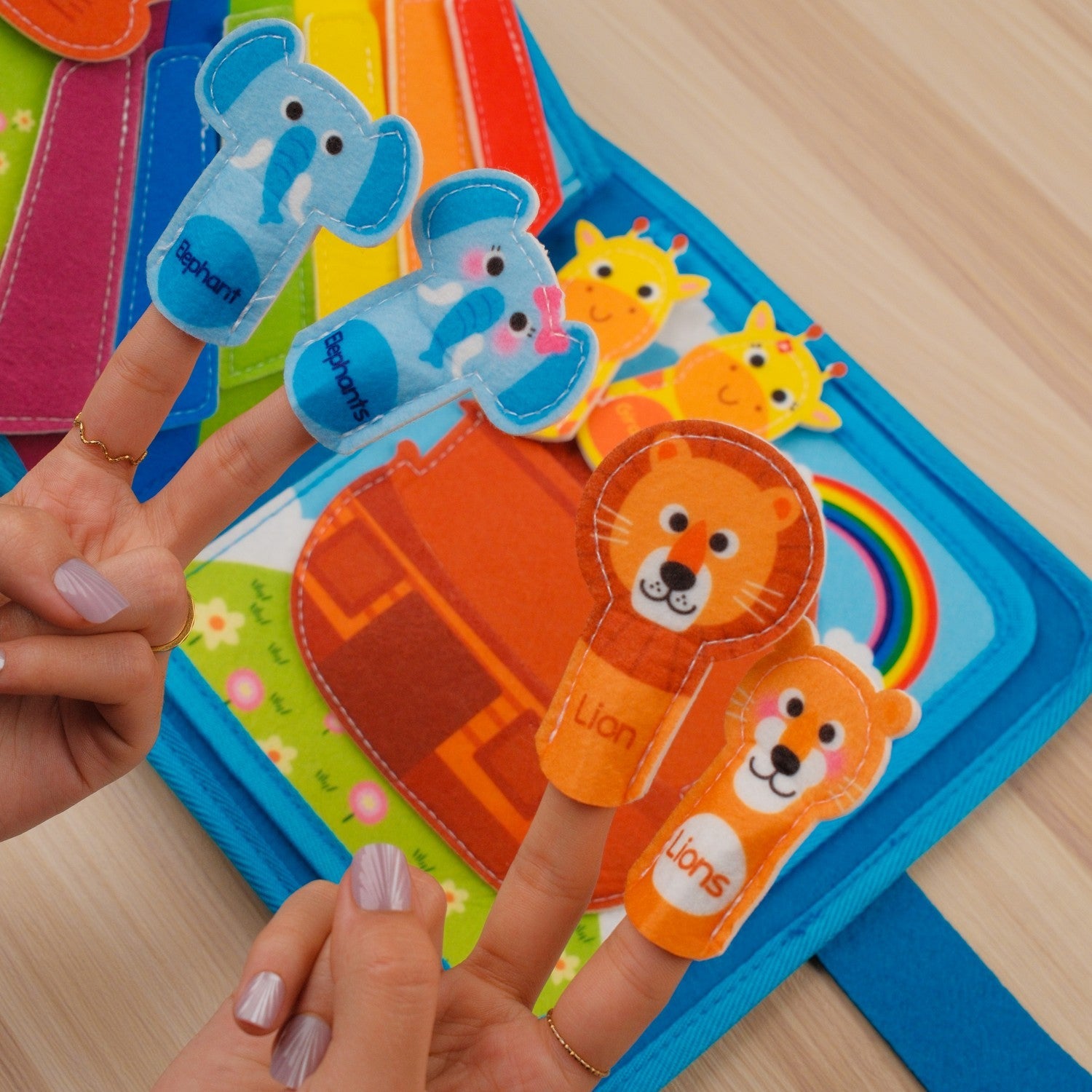 Noah's Ark Quiet Book — Whale with Baby, Threading Lion's Mane & Rainbow Colours