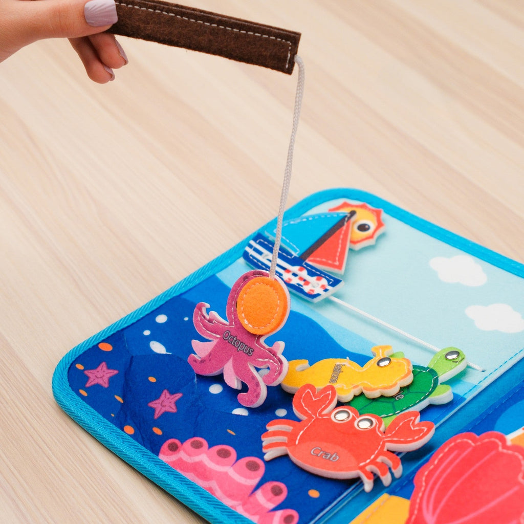 Ocean Adventure Quiet Book — Magic ABCD Torch & Magnetic Fishing