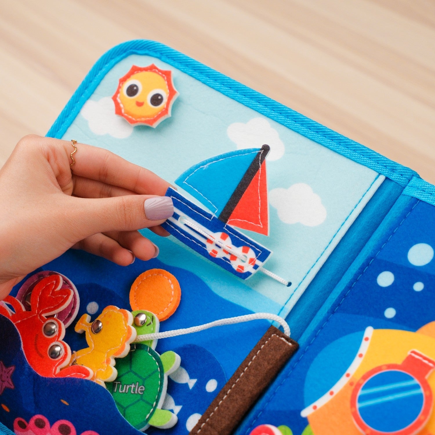Ocean Adventure Quiet Book — Magic ABCD Torch & Magnetic Fishing