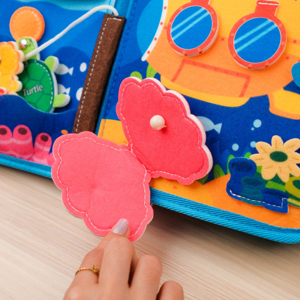 Ocean Adventure Quiet Book — Magic ABCD Torch & Magnetic Fishing