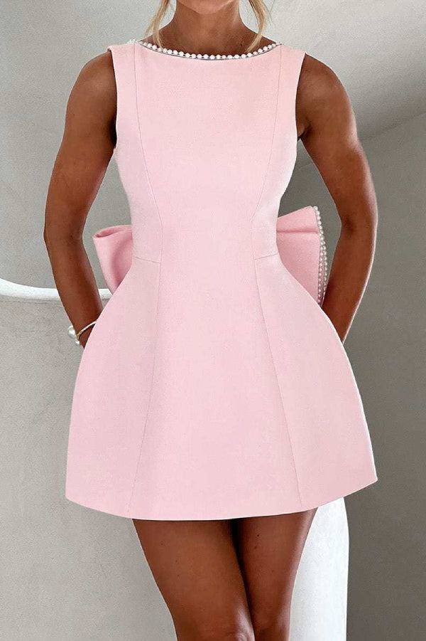embellished Large Bow Slim-fit Mini Dress Main image