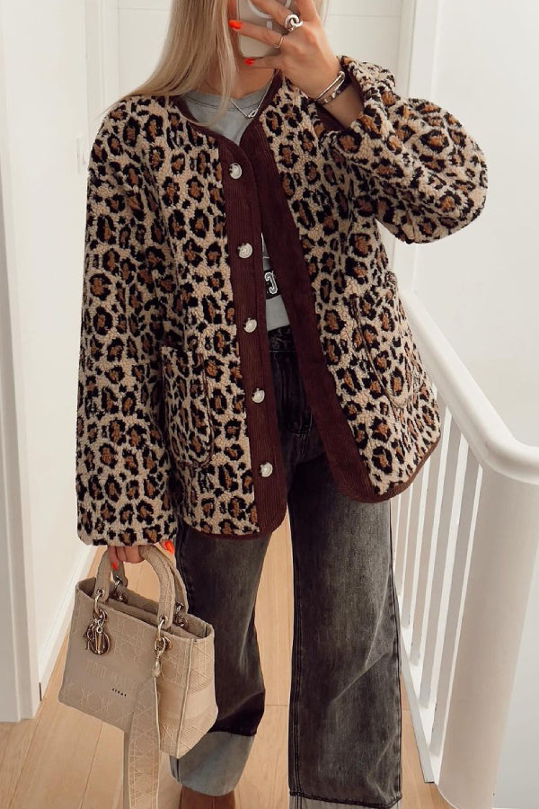 Leopard print casual loose long sleeve jacket Main image