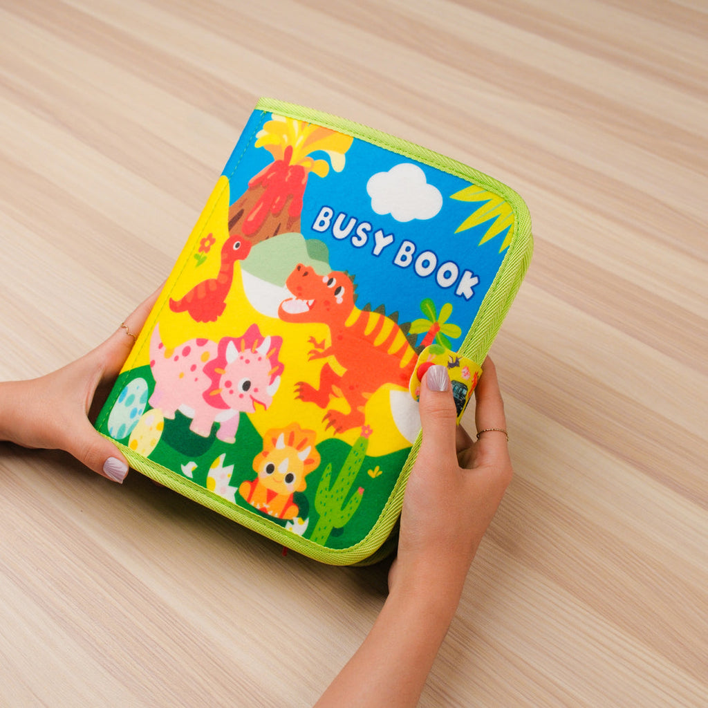 Dinosaur Adventure Quiet Book — Erupting Volcano, Hatching Eggs & Build-a-Dino Skeleton