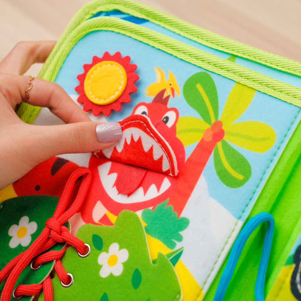 Dinosaur Adventure Quiet Book — Erupting Volcano, Hatching Eggs & Build-a-Dino Skeleton