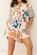 Printed Linen-Blend Shirt and Shorts Set