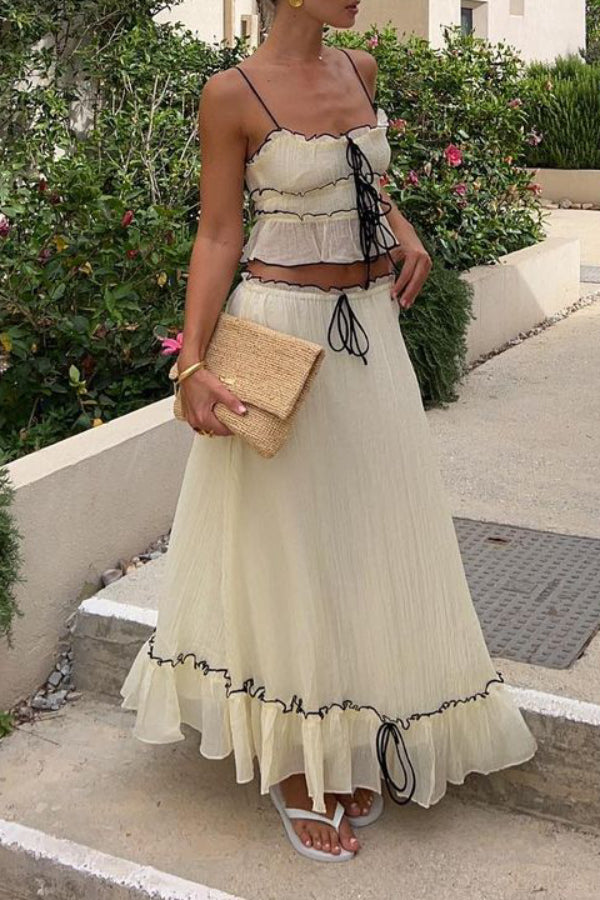 Ruffle Lace Cami Top And Skirt Set Main image
