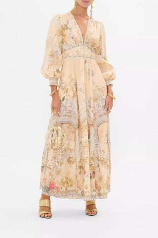 Snow White Print Chiffon Maxi Dress