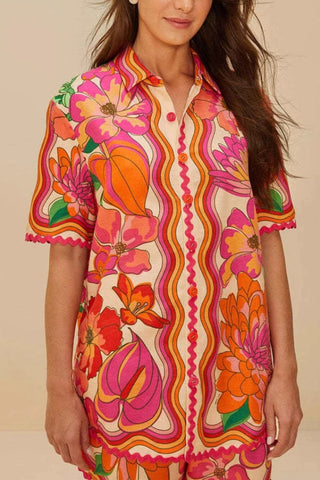 Exquisite Abstract Hibiscus Tropical Floral Print Two-piece Set