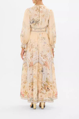 Snow White Print Chiffon Maxi Dress
