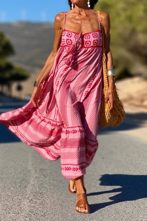 Crochet printed slip maxi dress Main image