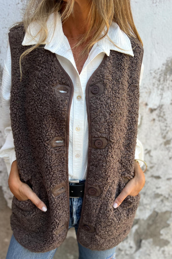 Sherpa Button Vest Jacket Main image