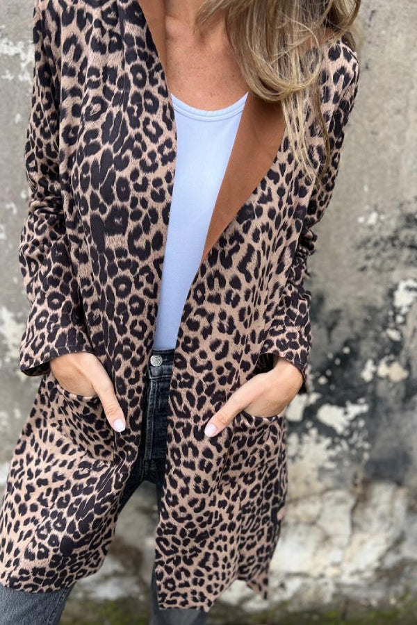 Leopard print belted hooded coat Main image
