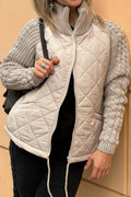 Khaki Stand-Collar Zip-Front Coat