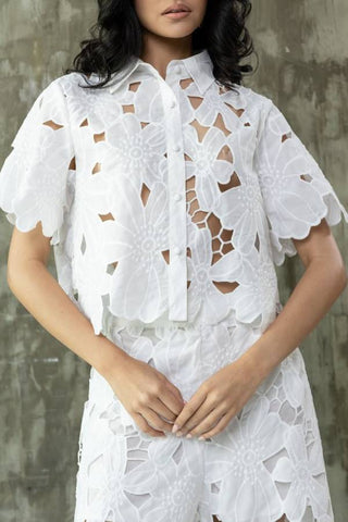 Casual Lace Blouse Wide Leg Pants Suit