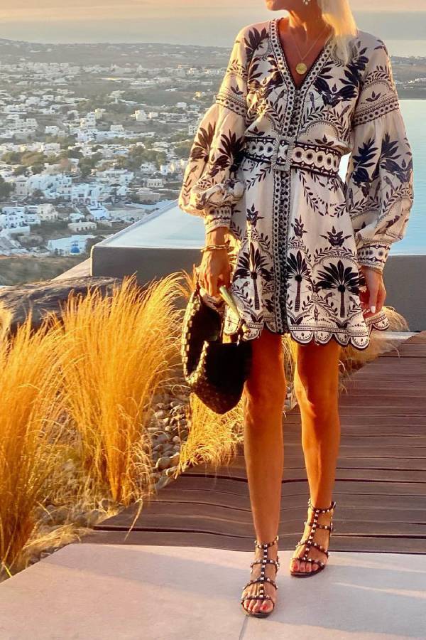 Boho Style Pattern Print Retro mini Dress Main image