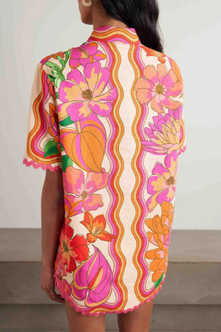 Exquisite Abstract Hibiscus Tropical Floral Print Two-piece Set