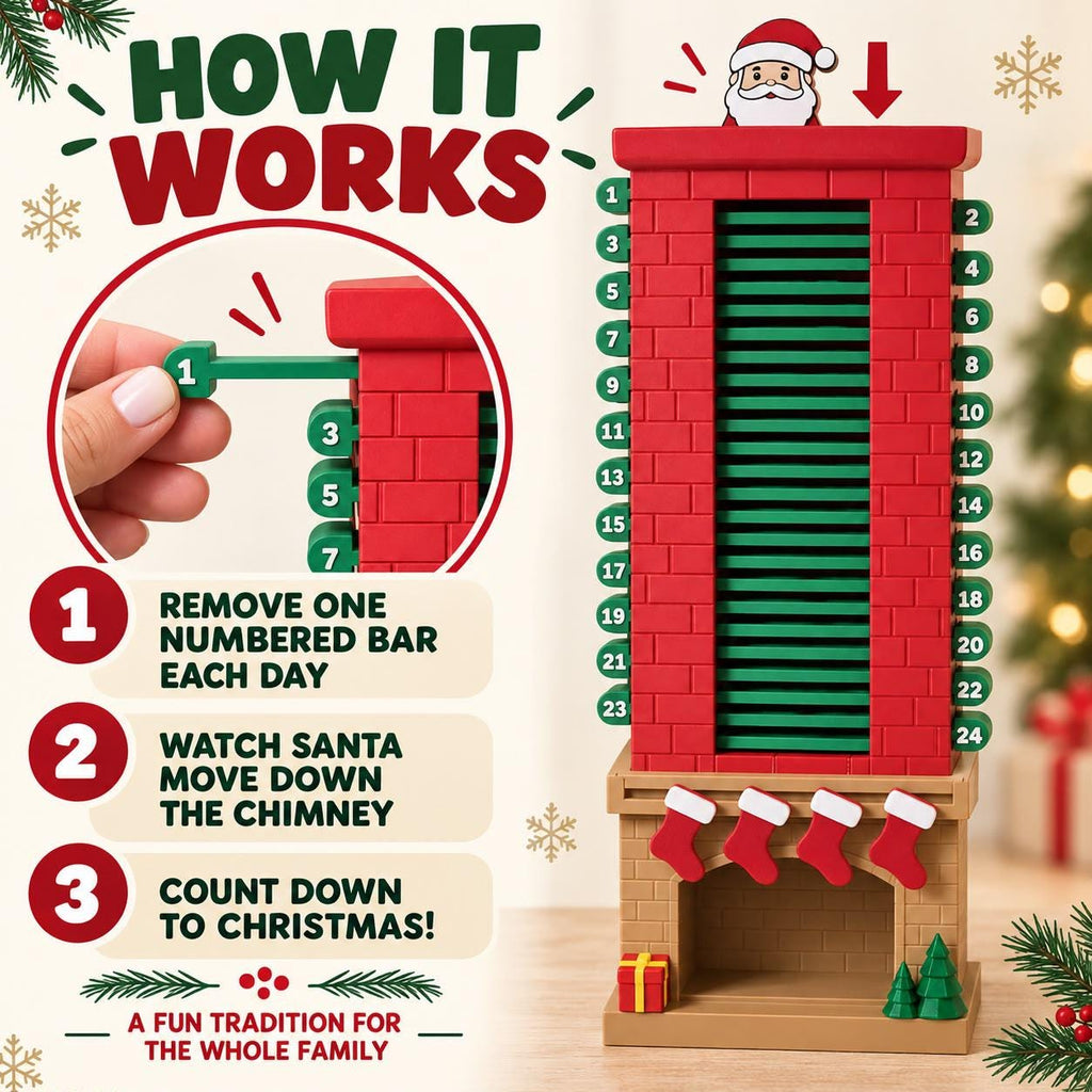 3D Printed Santa Chimney Advent Calendar, Christmas Countdown