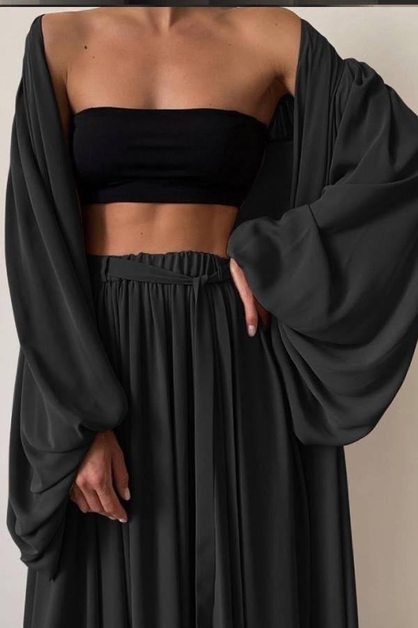 Strapless and flowing wide leg floor pants set Zweitbild