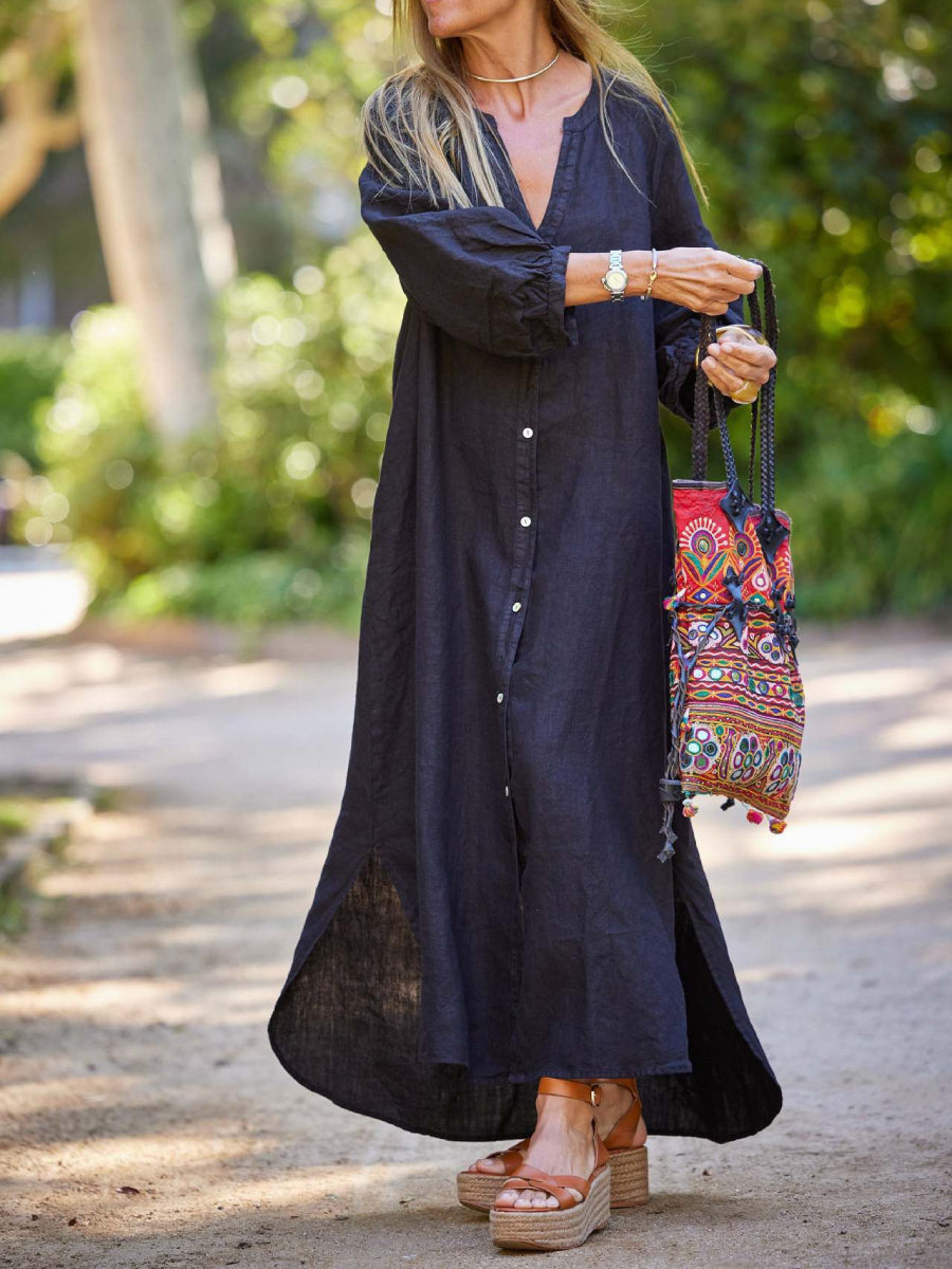 casual long sleeved cardigan maxi dress