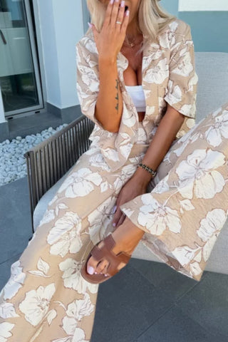 Lapel Printed Loose Casual Suit