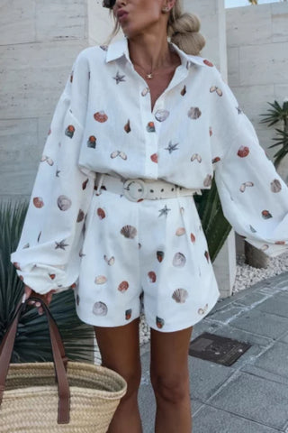 Sun Protection Cardigan Linen Fashion Cardigan Shorts Set