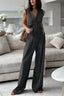 V-neck Sleeveless Vest Draped Wide-leg Pants Set