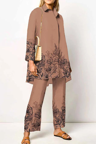 Personalized Floral Elegant Style Shirt Two Piece Set