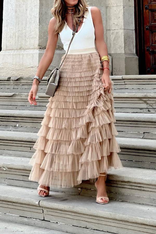 High waisted mesh cake skirt Main image